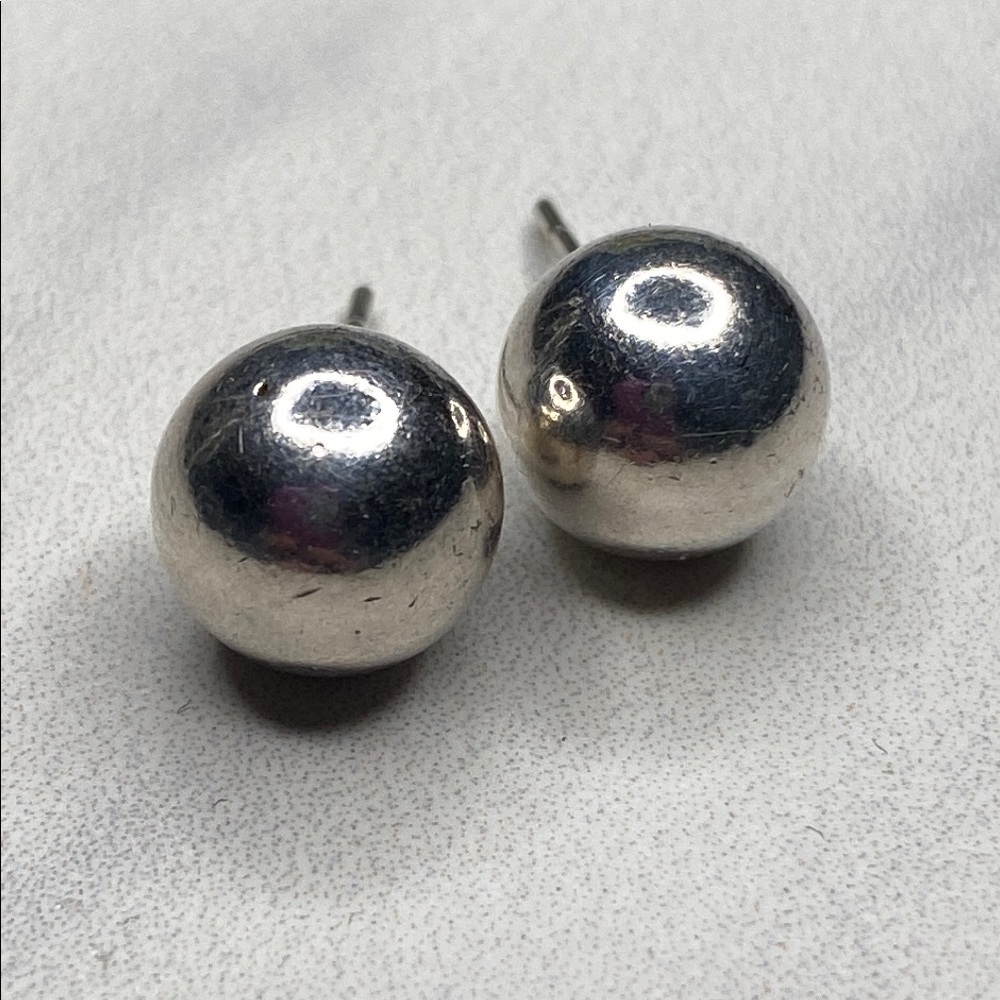 Vintage Sterling Silver 10mm Ball Stud Earrings 925